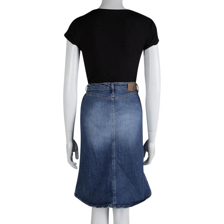 Pre Owned Just Cavalli Indigo Washed Denim Skirt M