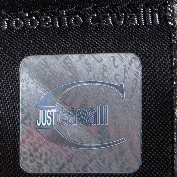 Pre Owned Just Cavalli Black Silk Leopard Print Button Down Long Sleeve Shirt M