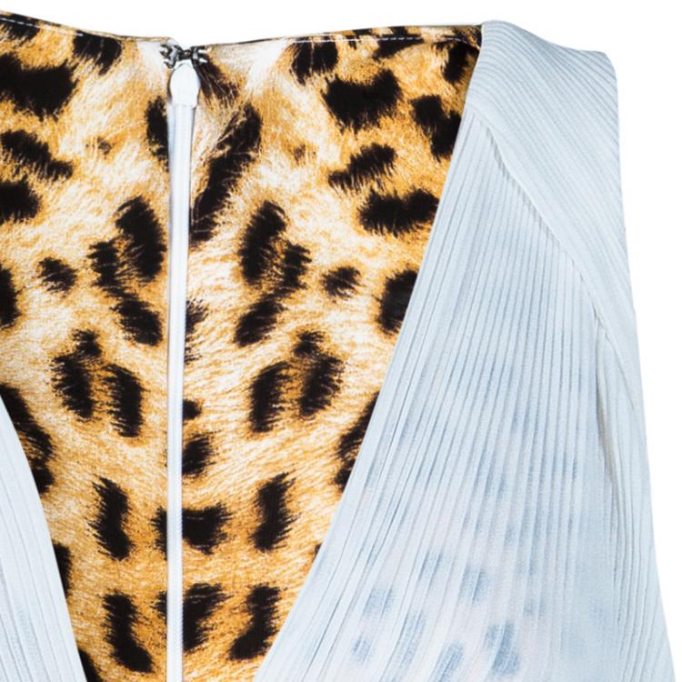 Pre Owned Just Cavalli Leopard Pleated Detail Dress S