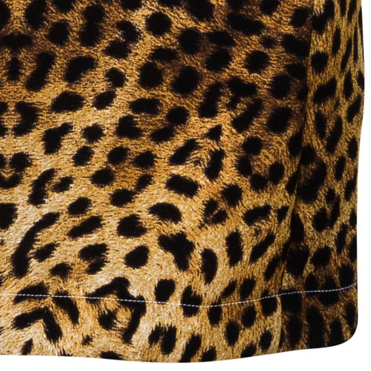 Pre Owned Just Cavalli Leopard Pleated Detail Dress S