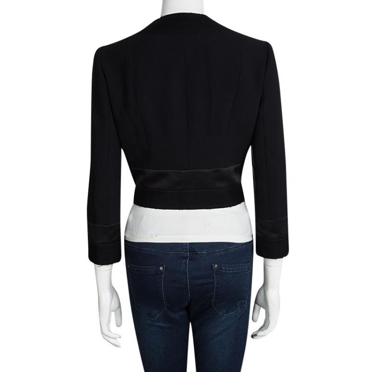 Pre Owned Just Cavalli Black Scoop Front Cropped Jacket M