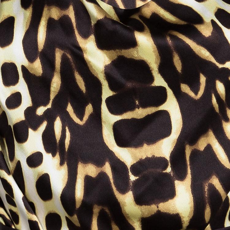 Pre Owned Just Cavalli Animal Printed Silk Top and Skirt Set L