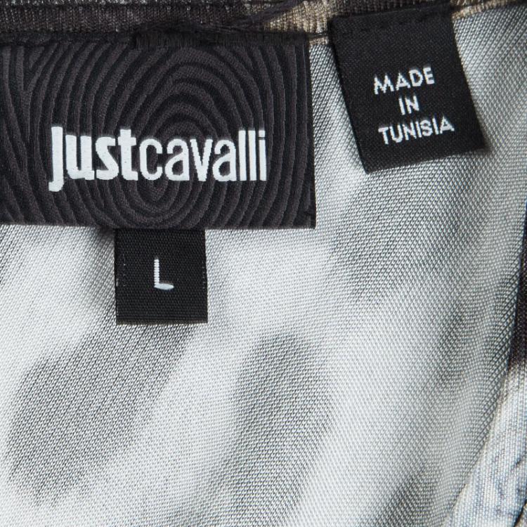 Pre Owned Just Cavalli Multicolor Leopard Print Sleeveless Maxi Dress L