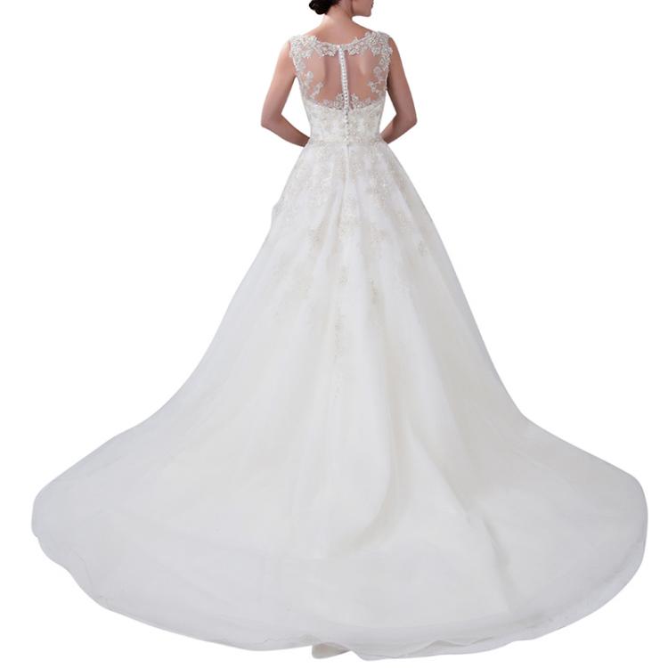 Pre Owned Justin Alexander Ivory Sleeveless Embellished Tulle Wedding Gown M