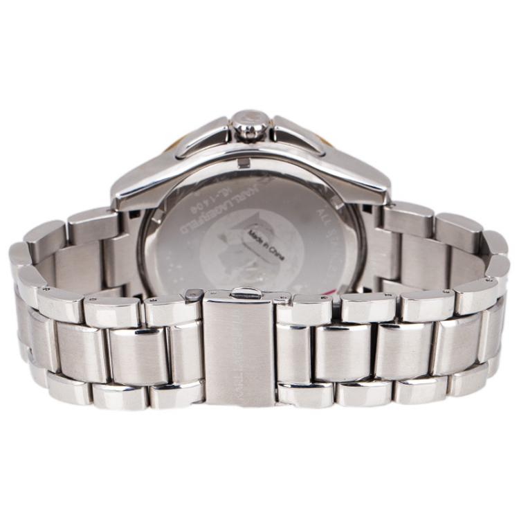 Pre Owned Karl Lagerfeld Black Gold-Plated Stainless Steel KL1409 Unisex Wristwatch 44MM