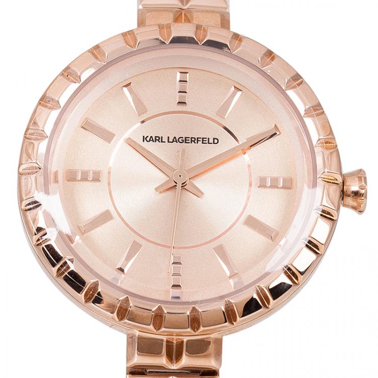 Pre Owned  Karl Lagerfeld Rose Gold-Plated Stainless Steel KL3603 Women's Wristwatch 34MM