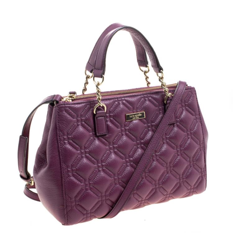 Pre Owned Kate Spade Red Plum Leather Small Astor Court Loden Top Handle Bag