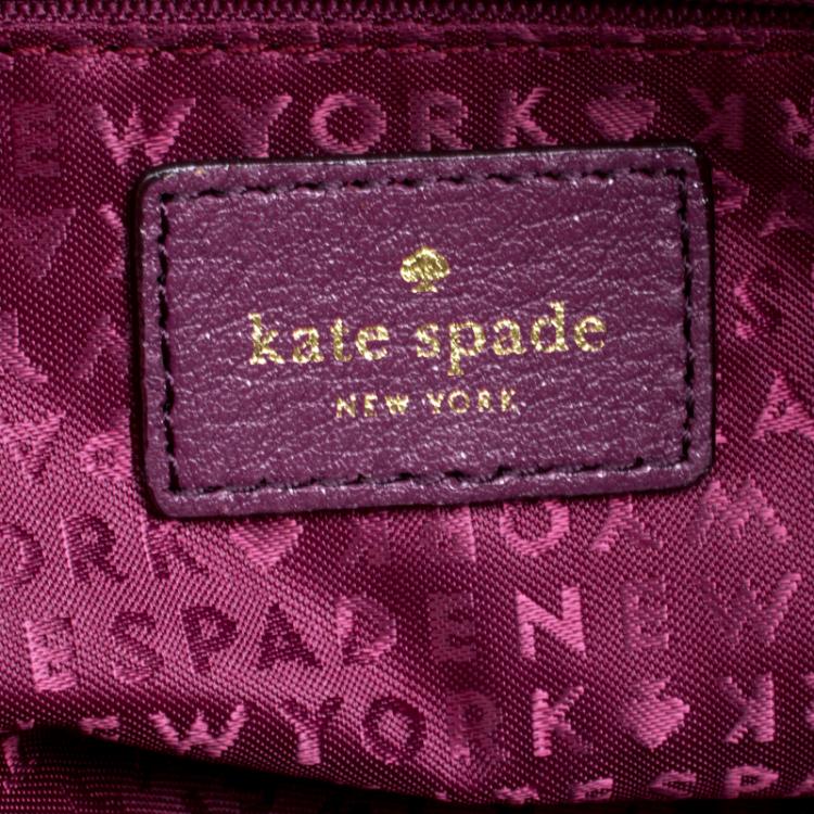 Pre Owned Kate Spade Red Plum Leather Small Astor Court Loden Top Handle Bag