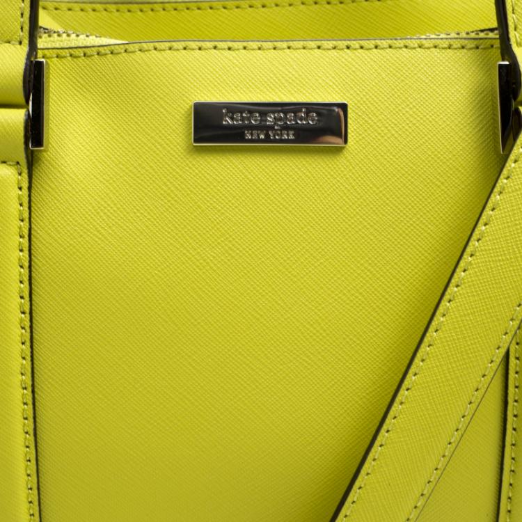 Pre Owned Kate Spade Yellow Leather Small Newberry Lane Loden Top Handle Bag