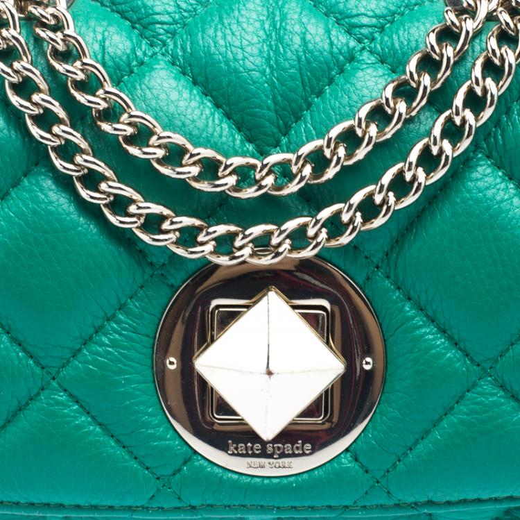 Pre Owned Kate Spade Green Leather Gold Coast Robin Crossbody Bag