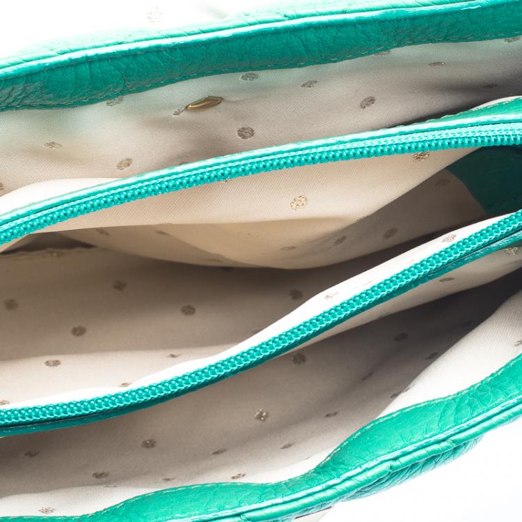 Pre Owned Kate Spade Green Leather Gold Coast Robin Crossbody Bag