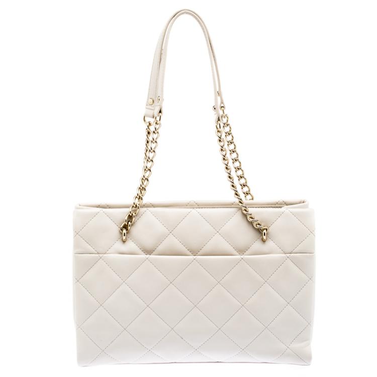 Pre Owned Kate Spade Off White Quilted Leather Emerson Place Phoebe Tote