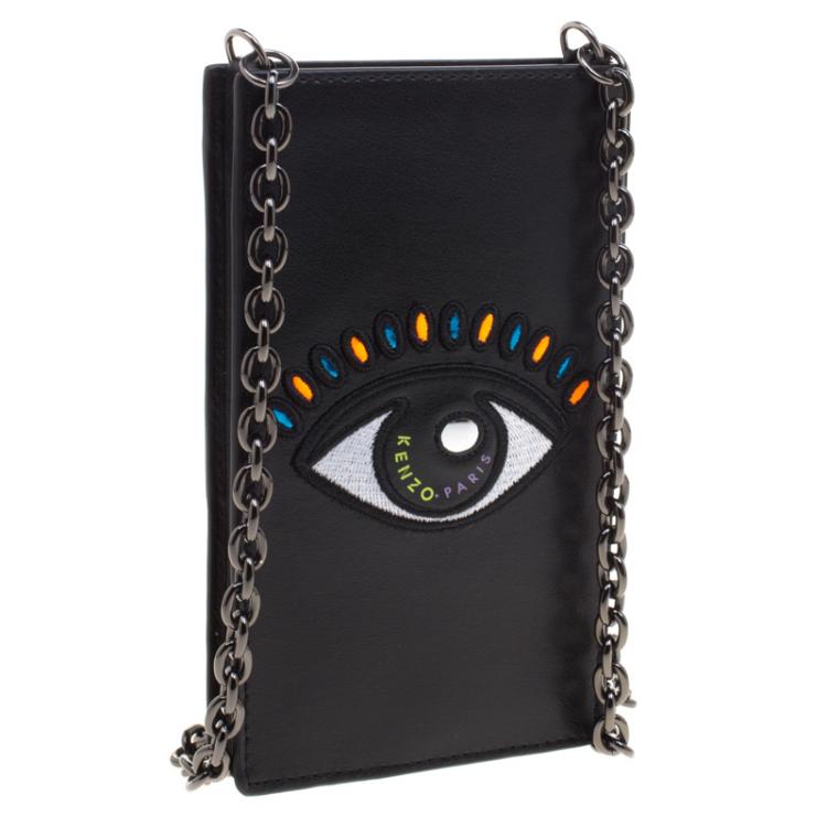 Pre Owned Kenzo Black Leather Phone Bag