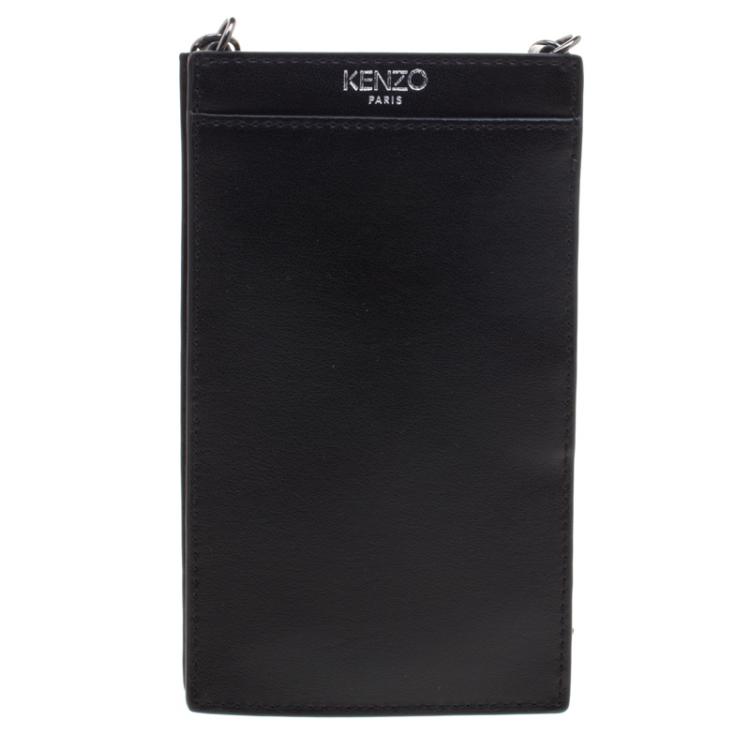 Pre Owned Kenzo Black Leather Phone Bag