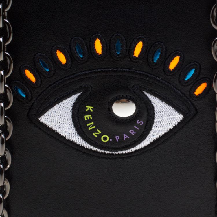 Pre Owned Kenzo Black Leather Phone Bag