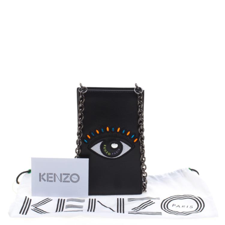 Pre Owned Kenzo Black Leather Phone Bag