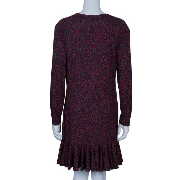 مملوكة مسبقًا Kenzo Red/Navy Drop Waist Dress XL