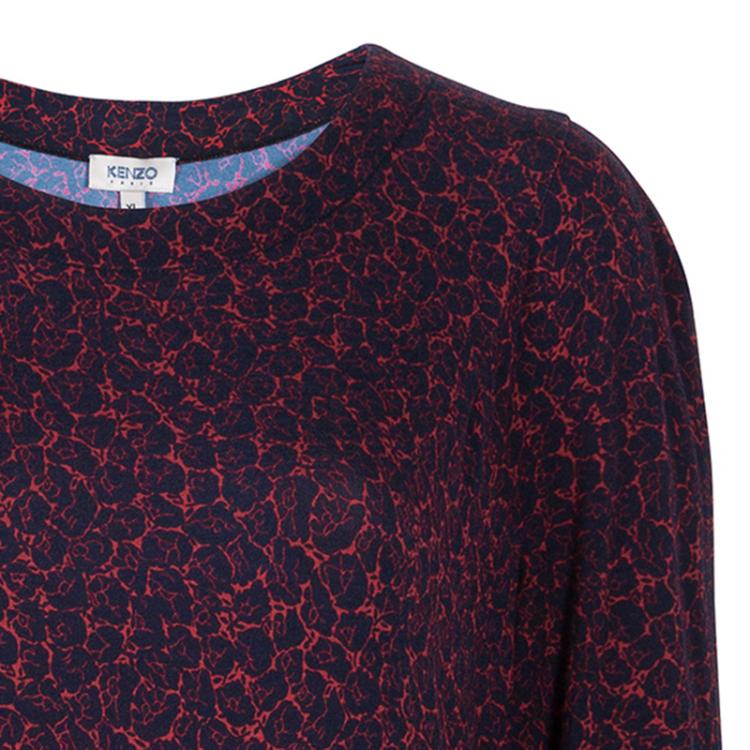 مملوكة مسبقًا Kenzo Red/Navy Drop Waist Dress XL