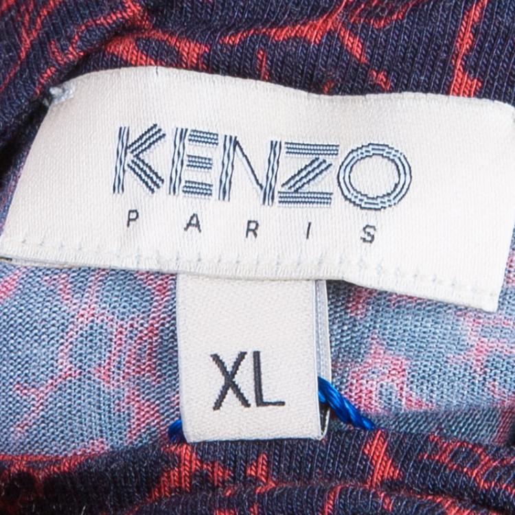 مملوكة مسبقًا Kenzo Red/Navy Drop Waist Dress XL