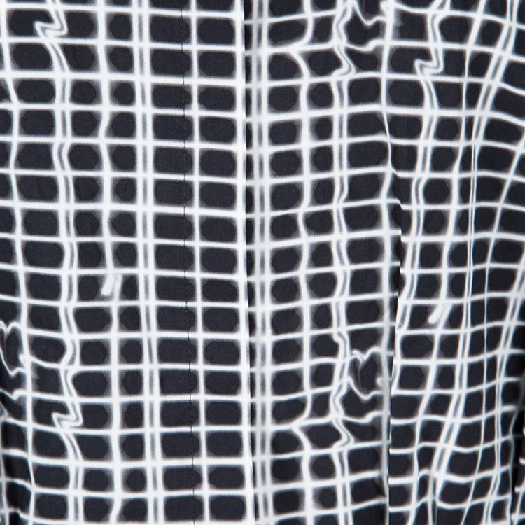 Pre Owned Kenzo Neon Plaid Pleat Detail Cotton Blouse L 