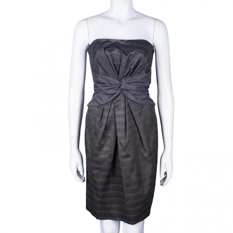 Pre Owned Kenzo Grey Strapless Dress S