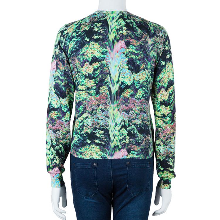Pre Owned Kenzo Multicolor Print Cardigan M