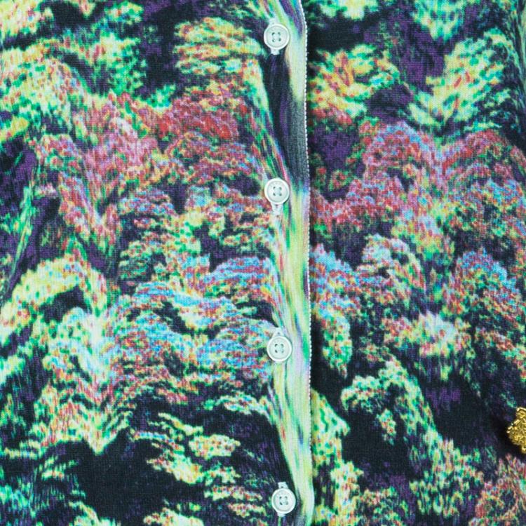 Pre Owned Kenzo Multicolor Print Cardigan M
