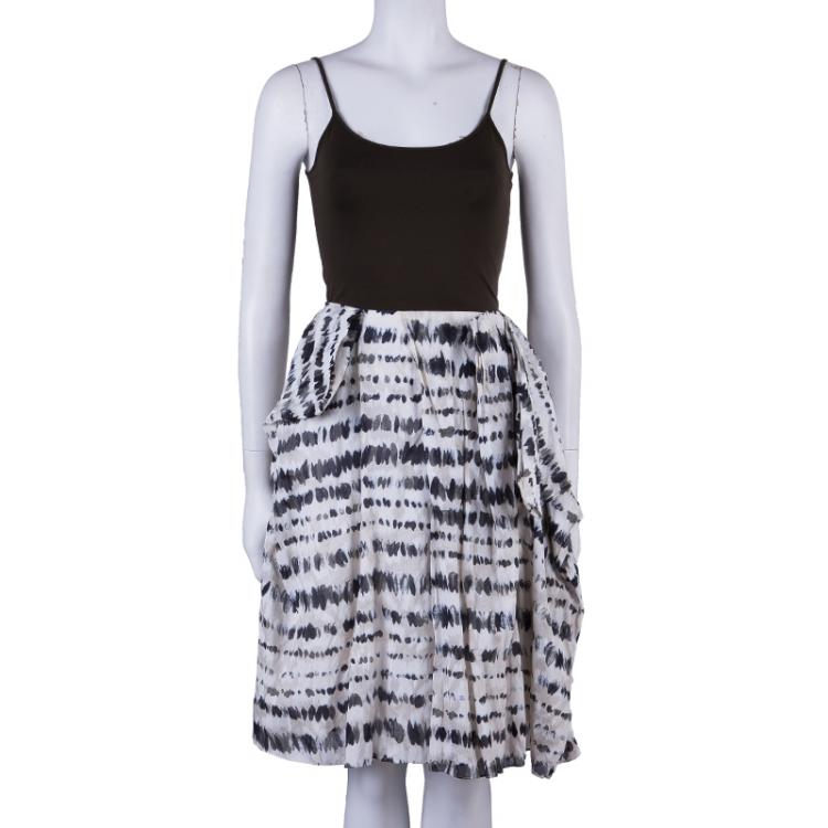 Pre Owned Kenzo Monochrome Dotted Skirt M