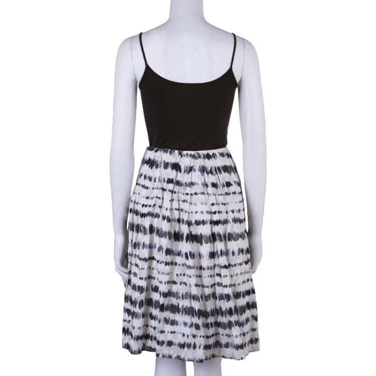 Pre Owned Kenzo Monochrome Dotted Skirt M