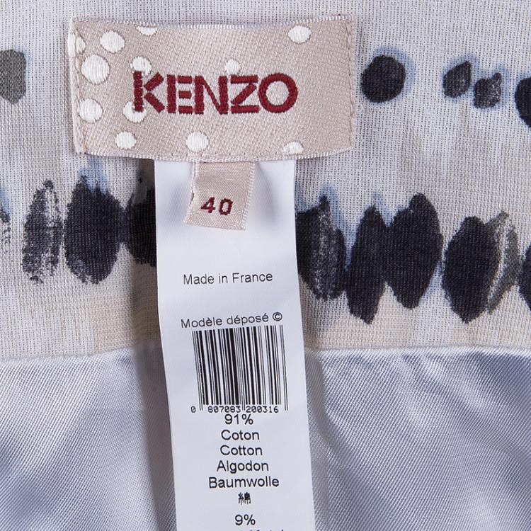 Pre Owned Kenzo Monochrome Dotted Skirt M