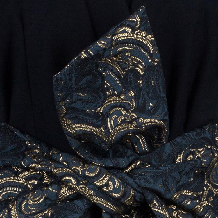 Pre Owned Kenzo Black Brocade Dress S