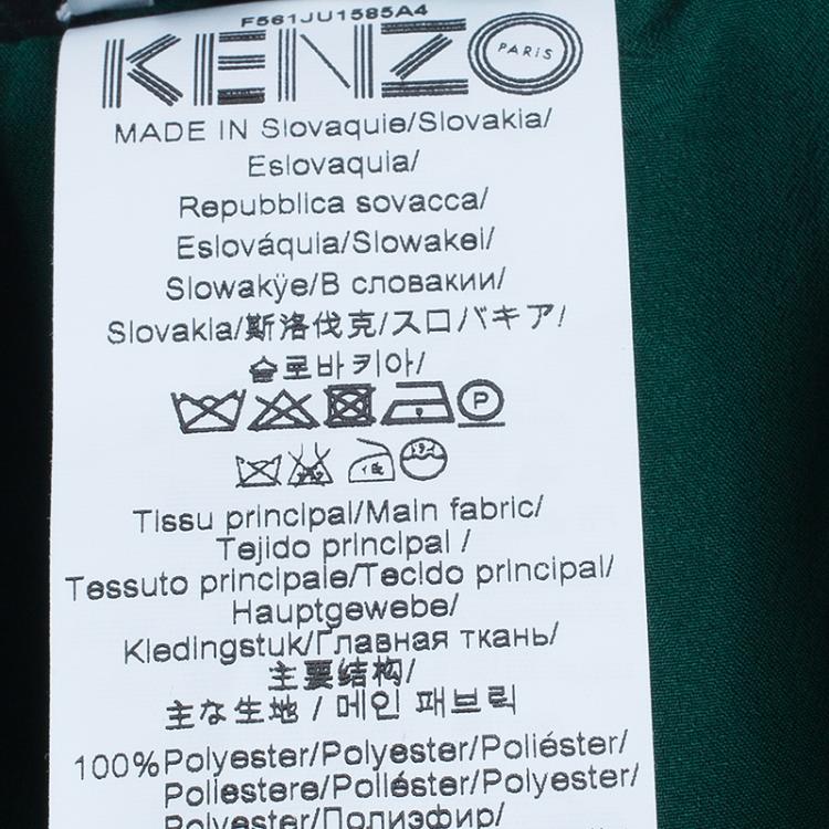 Pre Owned Kenzo Green Floral Pleated Skirt M