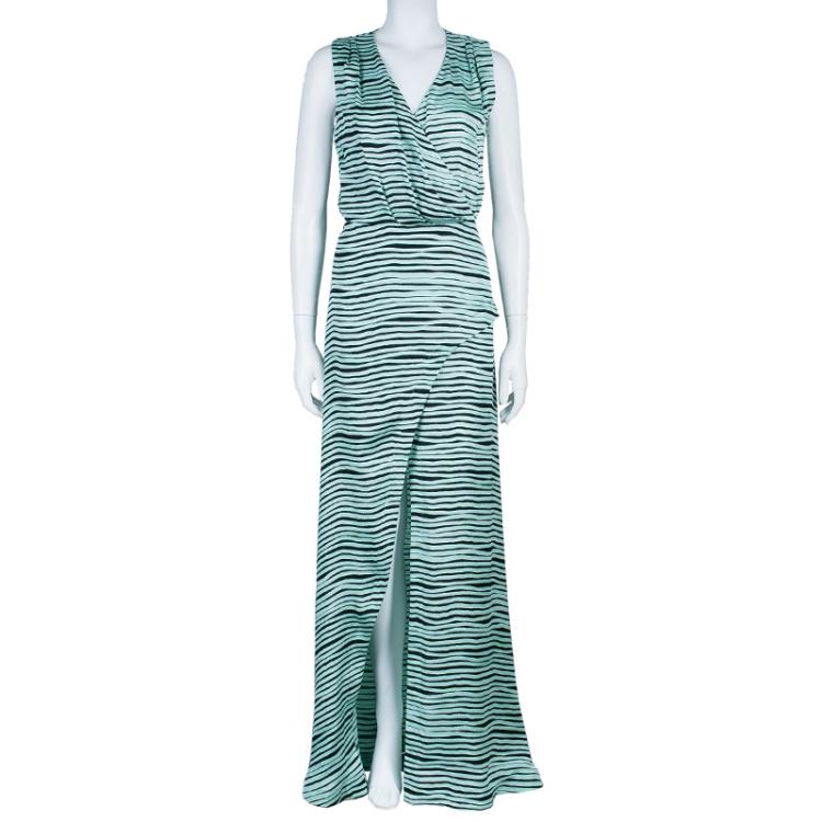Pre Owned Kenzo Brush Striped Silk Maxi Dress M