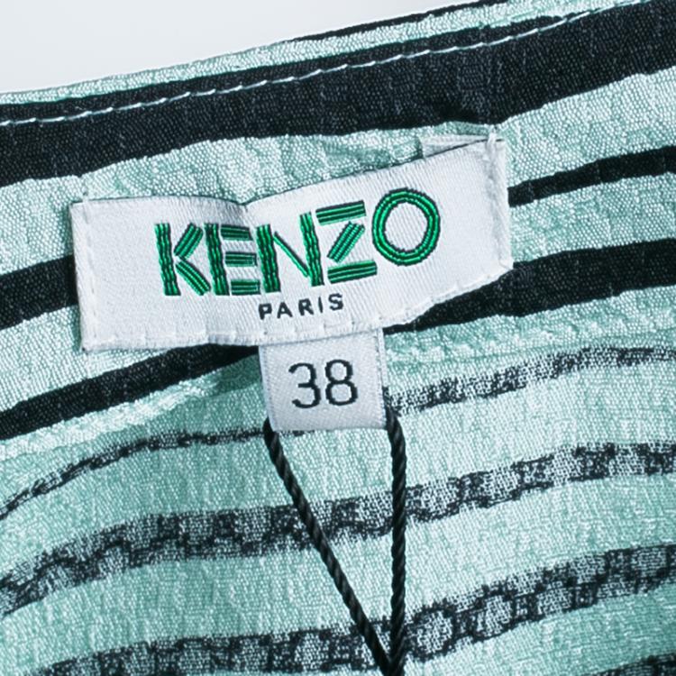 Pre Owned Kenzo Brush Striped Silk Maxi Dress M