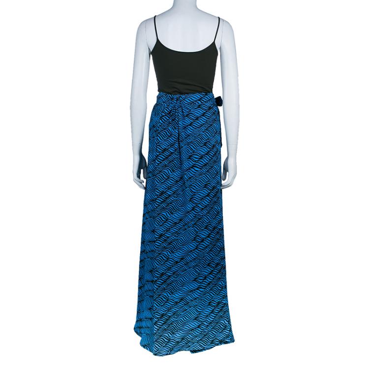 Pre Owned Kenzo Brush Stroke Silk Skirt M