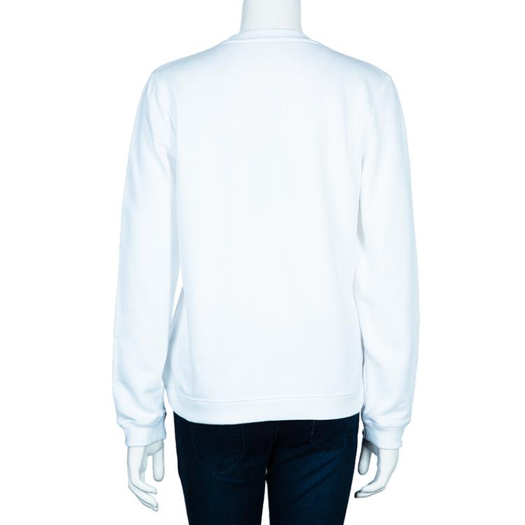 Pre Owned Kenzo White Tiger Embroidered Sweater L