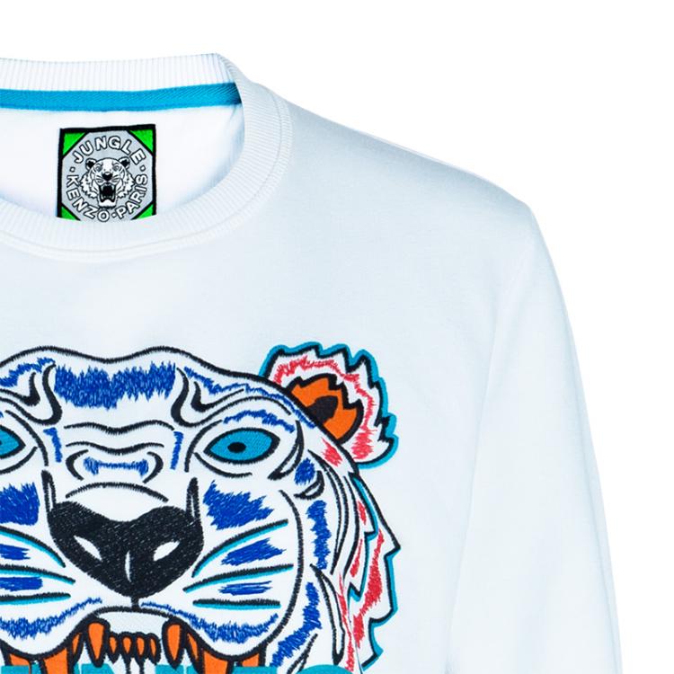 Pre Owned Kenzo White Tiger Embroidered Sweater L