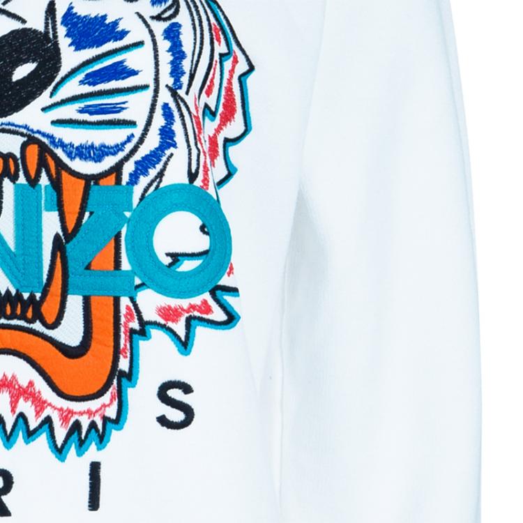 Pre Owned Kenzo White Tiger Embroidered Sweater L