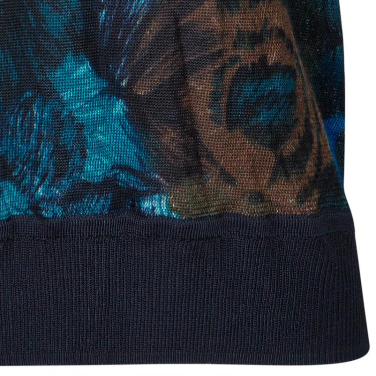 Pre Owned Kenzo Blue Multicolor Print Top L