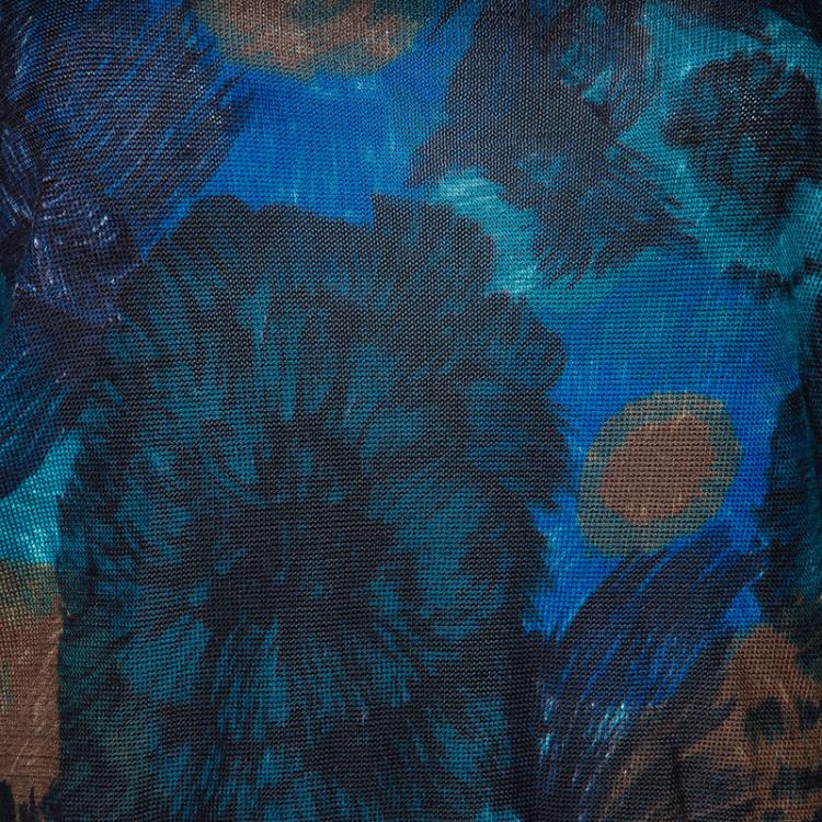 Pre Owned Kenzo Blue Multicolor Print Top L