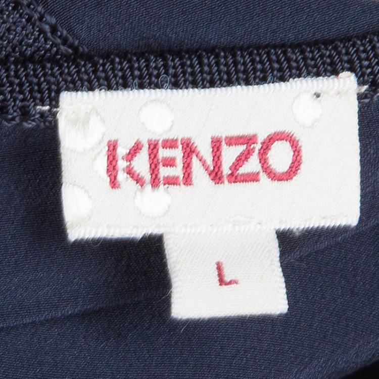 Pre Owned Kenzo Blue Multicolor Print Top L