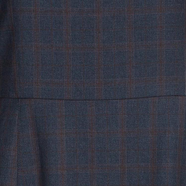 Pre Owned Kenzo Plaid Wool Sheath Dress L