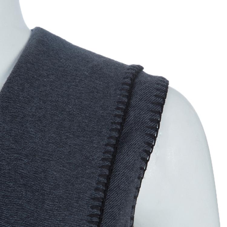 Pre Owned Kenzo Grey Blanket Stitch Edged Dress M