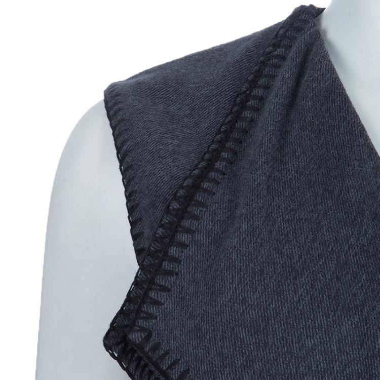 Pre Owned Kenzo Grey Blanket Stitch Edged Dress M