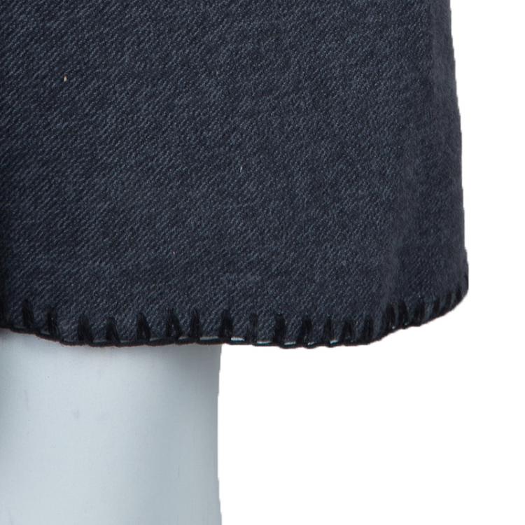 Pre Owned Kenzo Grey Blanket Stitch Edged Dress M