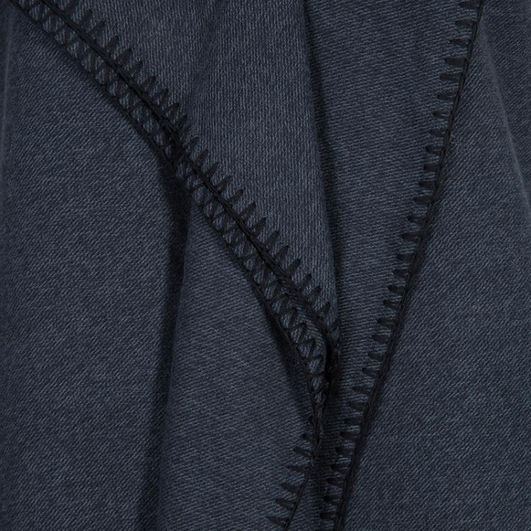 Pre Owned Kenzo Grey Blanket Stitch Edged Dress M