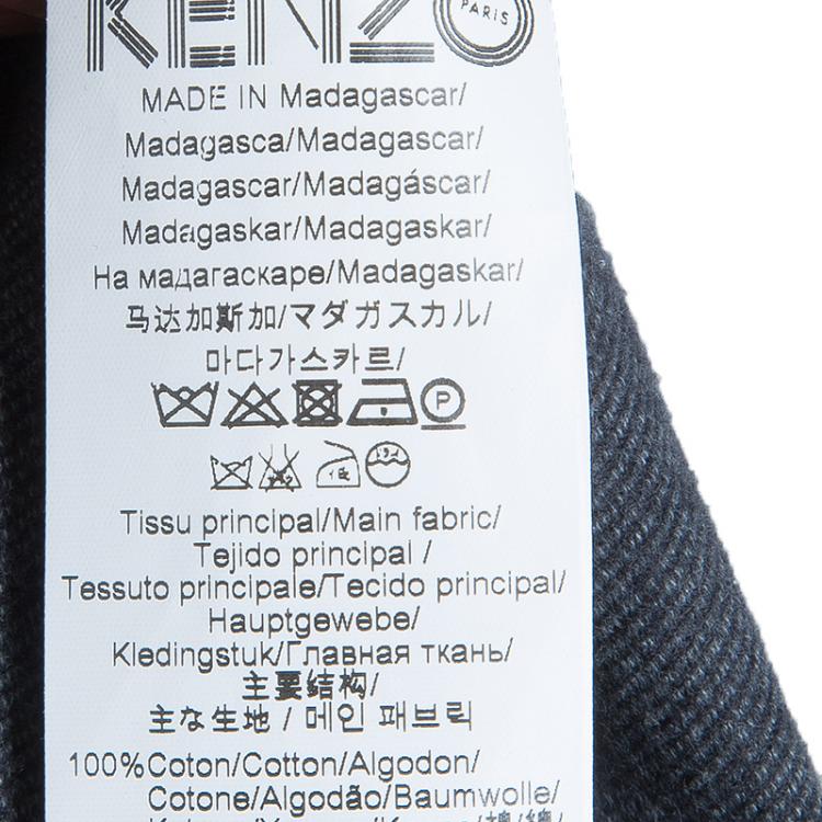 Pre Owned Kenzo Grey Blanket Stitch Edged Dress M