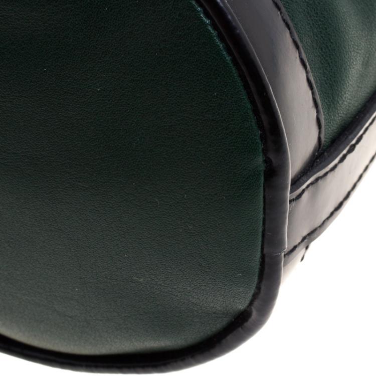 Pre Owned Kenzo Dark Green Leather Drawstring Bucket Bag