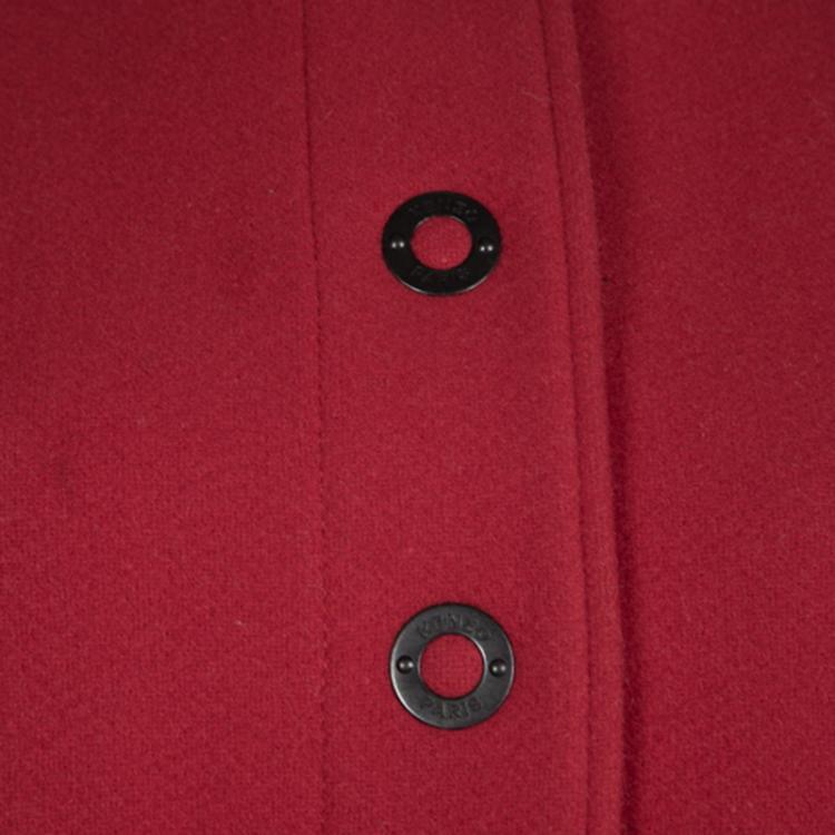 Pre Owned Kenzo Red Wool Oversized A-Line Duster Swing Coat M
