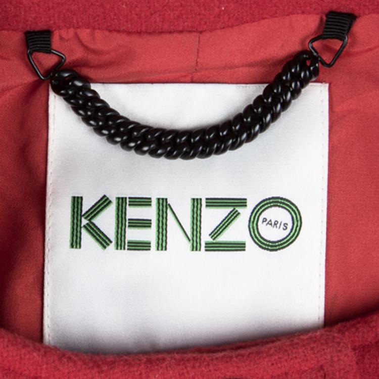 Pre Owned Kenzo Red Wool Oversized A-Line Duster Swing Coat M